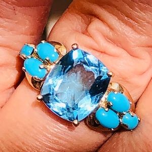 10k Real Gold Sleeping Beauty Turquoise Topaz Ring